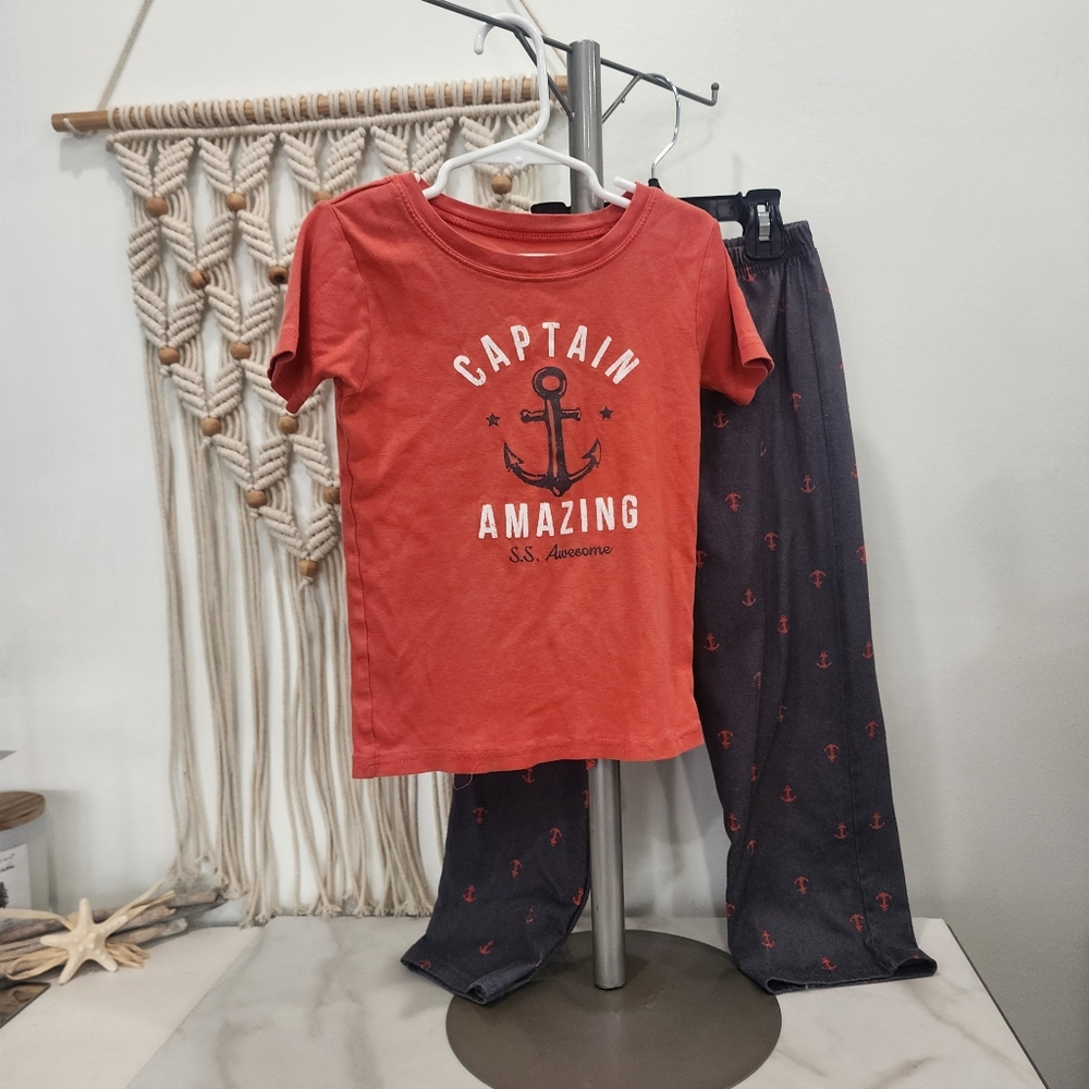 [ Carter's] size 6, boys coral and gray pajama set- " captain awesome "⚓️🔱 - Picture 11 of 13